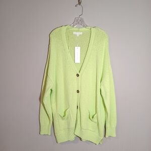 Adyson Parker Vneck sweater cardigans in neon Lime Slouchy Plus Size 3X